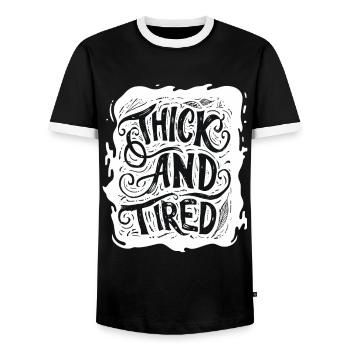 Gros et fatigué - T-shirt contrasté Homme - noir/blanc - Devant - AI Model Female 172 light (172cm) & AI Model Male 178 light (178cm)