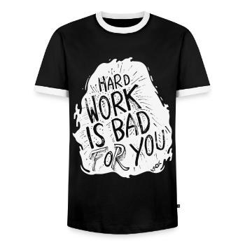 Le travail acharné est mauvais pour vous - T-shirt contrasté Homme - noir/blanc - Devant - AI Model Female 172 light (172cm) & AI Model Male 178 light (178cm)
