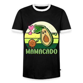 Avocado Mom Mamacado Pregnant Mom - Men's Ringer Shirt - black/white - Front - AI Model Female 172 light (172cm) & AI Model Male 178 light (178cm)