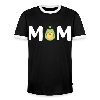 Avocado Mom Mamacado Pregnant Mom - Men's Ringer Shirt - black/white - Front - AI Model Female 172 light (172cm) & AI Model Male 178 light (178cm)
