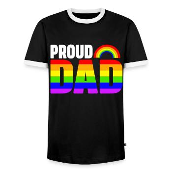 LGBTQ Dad Pride Month Rainbow Gays Father's Day - Men's Ringer Shirt - black/white - Front - AI Model Female 172 light (172cm) & AI Model Male 178 light (178cm)