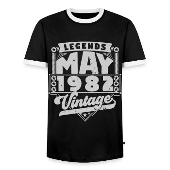 Cadeau Vintage Anniversaire Mai 1982, mai 1982 May - T-shirt contrasté Homme - noir/blanc - Devant - AI Model Female 172 light (172cm) & AI Model Male 178 light (178cm)
