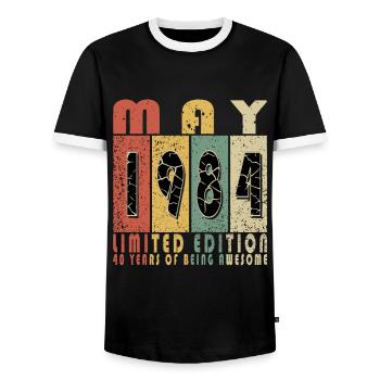 Mai 1984 Original mai 1984 cadeau d’anniversaire - T-shirt contrasté Homme - noir/blanc - Devant - AI Model Female 172 light (172cm) & AI Model Male 178 light (178cm)