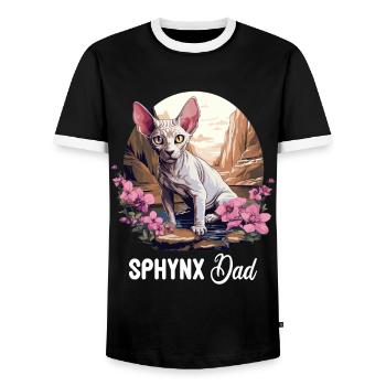 Sphynx Kitten Sphynx Cat - Men's Ringer Shirt - black/white - Front - AI Model Female 172 light (172cm) & AI Model Male 178 light (178cm)