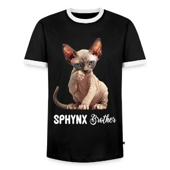 Sphynx Kitten Sphynx Cat - Men's Ringer Shirt - black/white - Front - AI Model Female 172 light (172cm) & AI Model Male 178 light (178cm)
