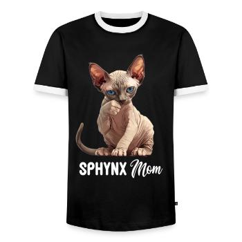 Sphynx Kitten Sphynx Cat - Men's Ringer Shirt - black/white - Front - AI Model Female 172 light (172cm) & AI Model Male 178 light (178cm)