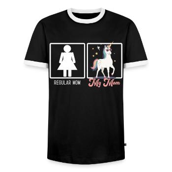Funny Mom Comparison Unicorn Mom Design - Men's Ringer Shirt - black/white - Front - AI Model Female 172 light (172cm) & AI Model Male 178 light (178cm)
