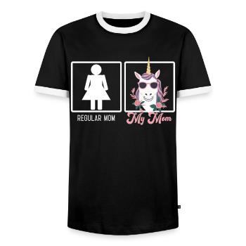 Lustiger Mutter Vergleich Einhorn Mama Design - Männer Kontrast-T-Shirt - Schwarz/Weiß - Vorne - AI Model Female 172 light (172cm) & AI Model Male 178 light (178cm)