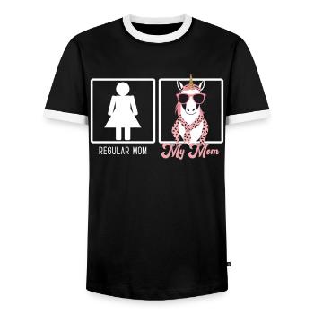 Funny Mom Comparison Unicorn Mom Style - Men's Ringer Shirt - black/white - Front - AI Model Female 172 light (172cm) & AI Model Male 178 light (178cm)