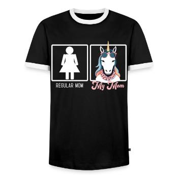 Funny Mom Comparison Unicorn Mom Design - Men's Ringer Shirt - black/white - Front - AI Model Female 172 light (172cm) & AI Model Male 178 light (178cm)