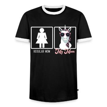 Lustiger Mutter Vergleich Einhorn Mama Design - Männer Kontrast-T-Shirt - Schwarz/Weiß - Vorne - AI Model Female 172 light (172cm) & AI Model Male 178 light (178cm)