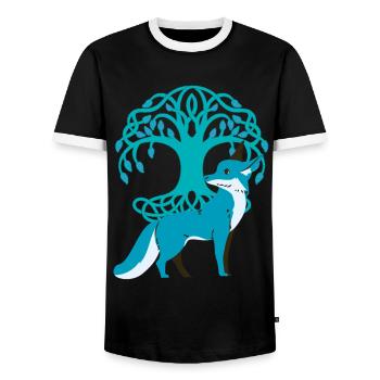 Fuchs Füchse Natur Märchen Wald Natur Baum - Männer Kontrast-T-Shirt - Schwarz/Weiß - Vorne - AI Model Female 172 light (172cm) & AI Model Male 178 light (178cm)