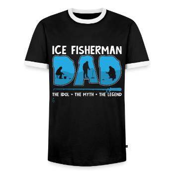 Ice Fisherman Dad The Idol The Myth Ice Angler - Men's Ringer Shirt - black/white - Front - AI Model Female 172 light (172cm) & AI Model Male 178 light (178cm)