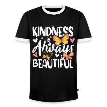 Kindness Is Always Beautiful - Männer Kontrast-T-Shirt - Schwarz/Weiß - Vorne - AI Model Female 172 light (172cm) & AI Model Male 178 light (178cm)