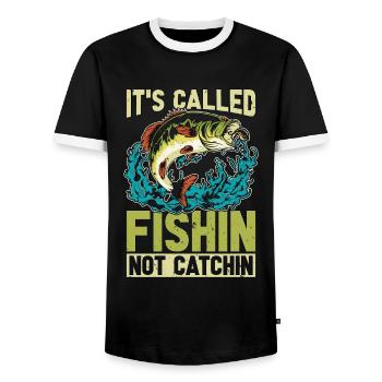 Pêche à l’achigan C’est ce qu’on appelle le poisson dans l’achigan à grande bouche - T-shirt contrasté Homme - noir/blanc - Devant - AI Model Female 172 light (172cm) & AI Model Male 178 light (178cm)