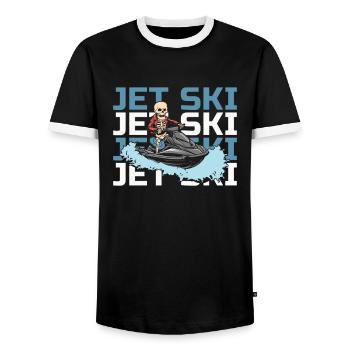Jet Ski - Men's Ringer Shirt - black/white - Front - AI Model Female 172 light (172cm) & AI Model Male 178 light (178cm)