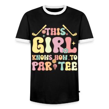 Groovy Golf Girl Golfing This Girl Knows How To Pa - Männer Kontrast-T-Shirt - Schwarz/Weiß - Vorne - AI Model Female 172 light (172cm) & AI Model Male 178 light (178cm)