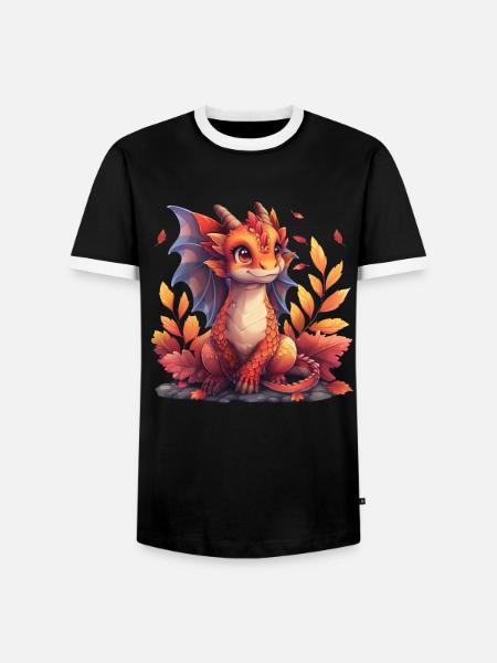 Drache Thanksgiving Herbst Kinder - Männer Kontrast-T-Shirt - Schwarz/Weiß