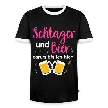 Schlager Tshirt Women's Schlager Party Costume Party - Men's Ringer Shirt - black/white - Front - AI Model Female 172 light (172cm) & AI Model Male 178 light (178cm)