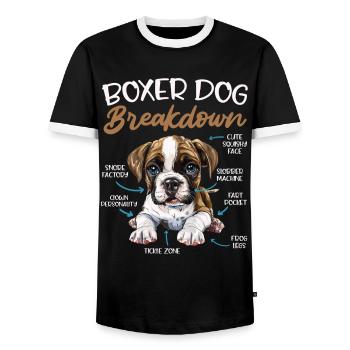 BOXER DOG BREAKDOWN Deutscher Boxer Lustiges - Männer Kontrast-T-Shirt - Schwarz/Weiß - Vorne - AI Model Female 172 light (172cm) & AI Model Male 178 light (178cm)