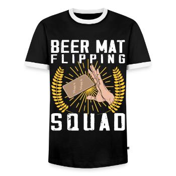 Bierdeckel Umdrehen Spiel Bier - Männer Kontrast-T-Shirt - Schwarz/Weiß - Vorne - AI Model Female 172 light (172cm) & AI Model Male 178 light (178cm)