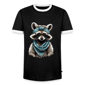Mama Raccoon Raccoon Amoureux du raton laveur - T-shirt contrasté Homme - noir/blanc - Devant - AI Model Female 172 light (172cm) & AI Model Male 178 light (178cm)