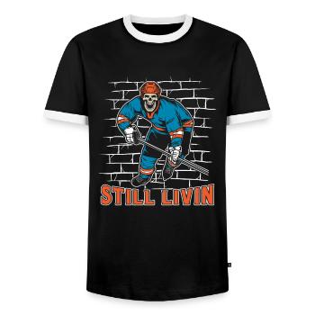 Hockey sur glace - T-shirt contrasté Homme - noir/blanc - Devant - AI Model Female 172 light (172cm) & AI Model Male 178 light (178cm)