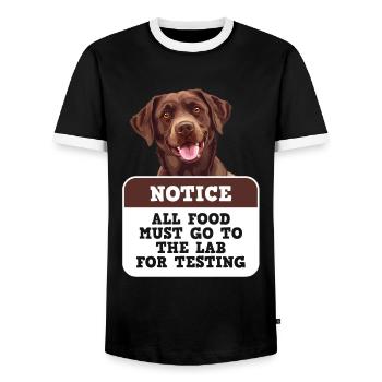 Labrador Dog ALL FOOD MUST GO TO LAB TESTING - Men's Ringer Shirt - black/white - Front - AI Model Female 172 light (172cm) & AI Model Male 178 light (178cm)