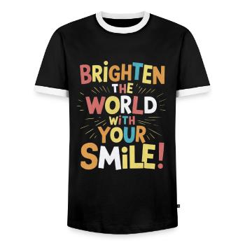 Erhelle Die Welt Mit Deinem Lächeln - Männer Kontrast-T-Shirt - Schwarz/Weiß - Vorne - AI Model Female 172 light (172cm) & AI Model Male 178 light (178cm)