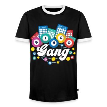 Bingo Player Bingo Gang - Men's Ringer Shirt - black/white - Front - AI Model Female 172 light (172cm) & AI Model Male 178 light (178cm)