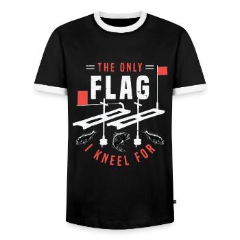 Pêche sur glace Le seul drapeau pour lequel je m’agenouille pour pêcheur - T-shirt contrasté Homme - noir/blanc - Devant - AI Model Female 172 light (172cm) & AI Model Male 178 light (178cm)