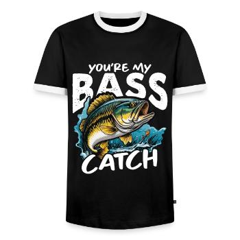 Bass Fishing Vous êtes mon amateur de pêche à l’achigan - T-shirt contrasté Homme - noir/blanc - Devant - AI Model Female 172 light (172cm) & AI Model Male 178 light (178cm)