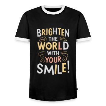 Erhelle Die Welt Mit Deinem Lächeln - Männer Kontrast-T-Shirt - Schwarz/Weiß - Vorne - AI Model Female 172 light (172cm) & AI Model Male 178 light (178cm)