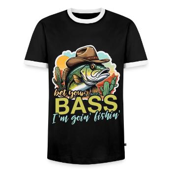 Bass Fishing Pariez votre basse Je vais amateur de pêche - T-shirt contrasté Homme - noir/blanc - Devant - AI Model Female 172 light (172cm) & AI Model Male 178 light (178cm)