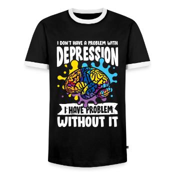 I don't have a problem with Depression - Männer Kontrast-T-Shirt - Schwarz/Weiß - Vorne - AI Model Female 172 light (172cm) & AI Model Male 178 light (178cm)