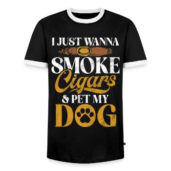 Fumeur de cigares - T-shirt contrasté Homme - noir/blanc - Devant - AI Model Female 172 light (172cm) & AI Model Male 178 light (178cm)