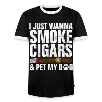 Fumeur de cigares - T-shirt contrasté Homme - noir/blanc - Devant - AI Model Female 172 light (172cm) & AI Model Male 178 light (178cm)