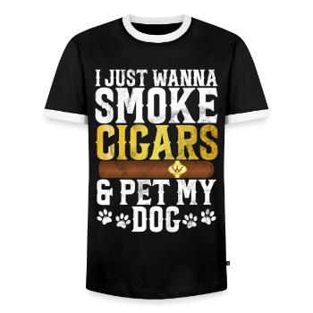 Fumeur de cigares - T-shirt contrasté Homme - noir/blanc - Devant - AI Model Female 172 light (172cm) & AI Model Male 178 light (178cm)