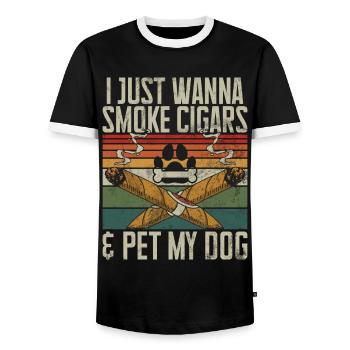Fumeur de cigares - T-shirt contrasté Homme - noir/blanc - Devant - AI Model Female 172 light (172cm) & AI Model Male 178 light (178cm)