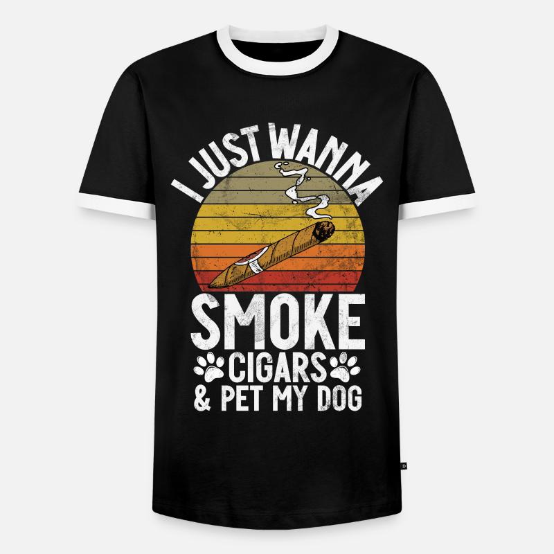 Zigarrenraucher - Männer Kontrast-T-Shirt - Schwarz/Weiß