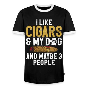 Fumeur de cigares - T-shirt contrasté Homme - noir/blanc - Devant - AI Model Female 172 light (172cm) & AI Model Male 178 light (178cm)