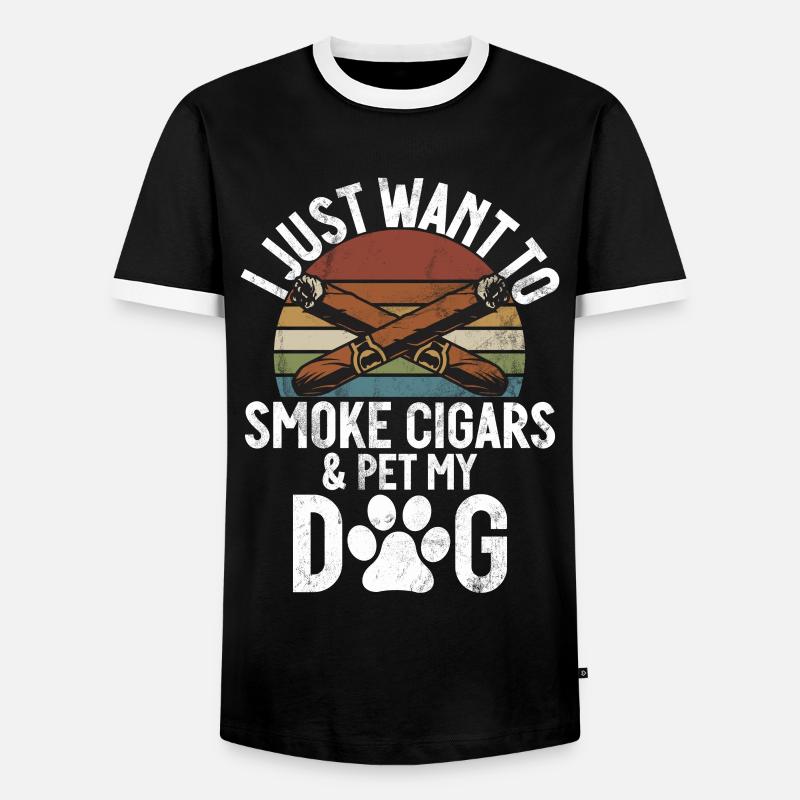 Zigarrenraucher - Männer Kontrast-T-Shirt - Schwarz/Weiß