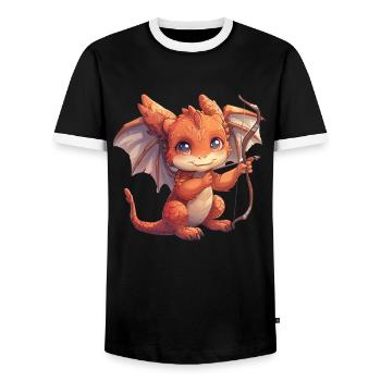 Amor Drache Valentinstag Liebe - Männer Kontrast-T-Shirt - Schwarz/Weiß - Vorne - AI Model Female 172 light (172cm) & AI Model Male 178 light (178cm)