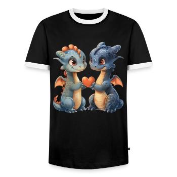 Drache Liebe Valentinstag Niedlich - Männer Kontrast-T-Shirt - Schwarz/Weiß - Vorne - AI Model Female 172 light (172cm) & AI Model Male 178 light (178cm)