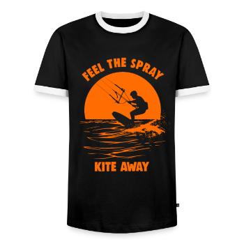 Kitesurf Sentez le cerf-volant s’éloigner - T-shirt contrasté Homme - noir/blanc - Devant - AI Model Female 172 light (172cm) & AI Model Male 178 light (178cm)