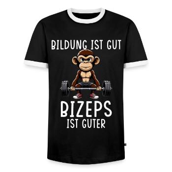Gym Tshirt Lustig Fitness Workout Fitnessstudio - Männer Kontrast-T-Shirt - Schwarz/Weiß - Vorne - AI Model Female 172 light (172cm) & AI Model Male 178 light (178cm)