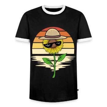 Sunflower Sunglasses Glasses Gardener Flower - Men's Ringer Shirt - black/white - Front - AI Model Female 172 light (172cm) & AI Model Male 178 light (178cm)