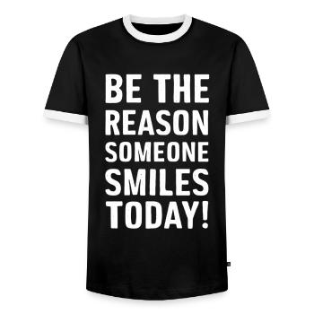 Soyez la raison pour laquelle quelqu’un sourit aujourd’hui - T-shirt contrasté Homme - noir/blanc - Devant - AI Model Female 172 light (172cm) & AI Model Male 178 light (178cm)