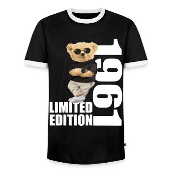 Édition limitée 1961 ours ours anniversaire 1961 - T-shirt contrasté Homme - noir/blanc - Devant - AI Model Female 172 light (172cm) & AI Model Male 178 light (178cm)