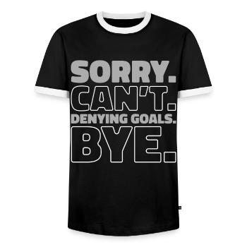 Eishockey Torwart - Männer Kontrast-T-Shirt - Schwarz/Weiß - Vorne - AI Model Female 172 light (172cm) & AI Model Male 178 light (178cm)